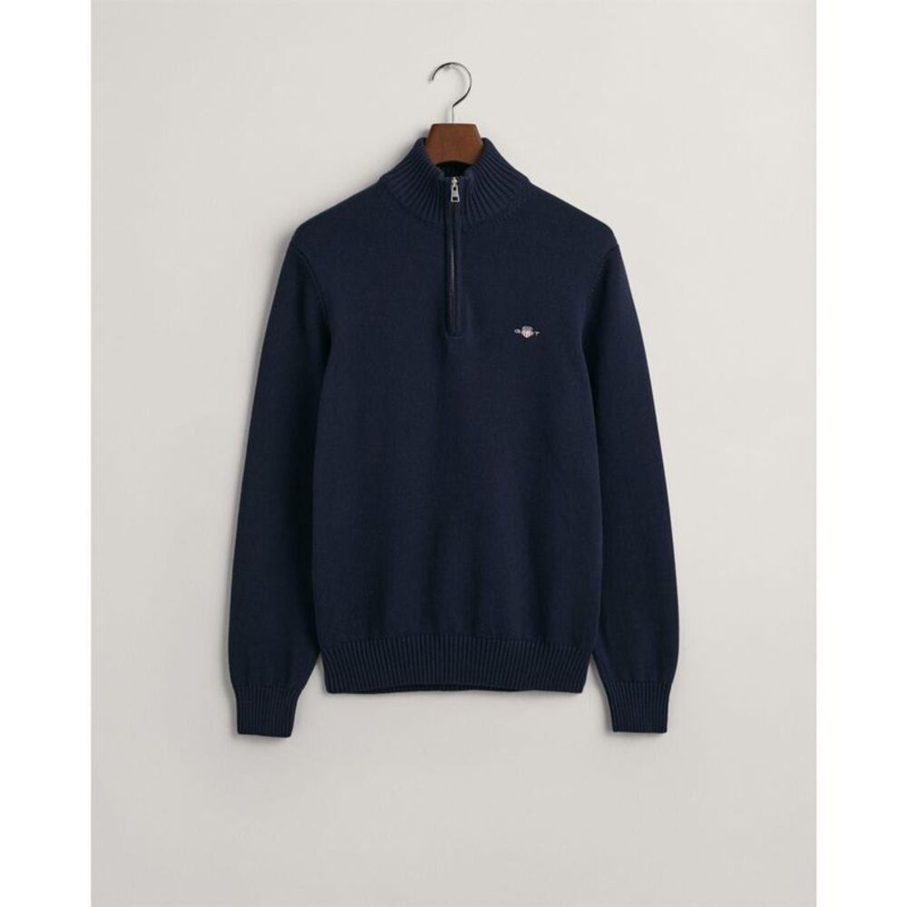 Gant Mens Micro Textured Half Zip Sweatshirt / Navy